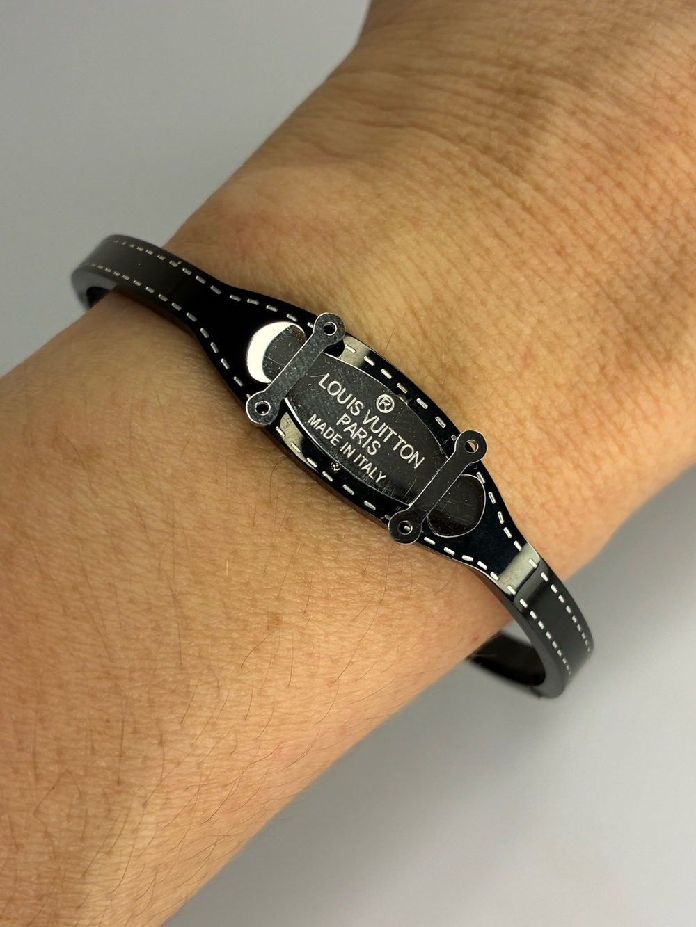 Vintage Black Bracelet with Silver Hardware